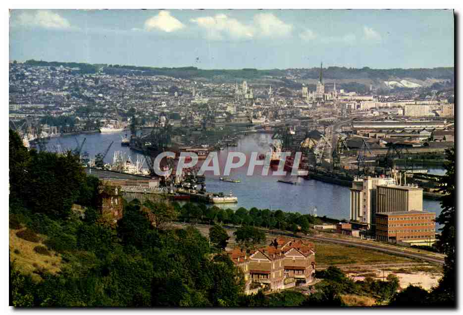 CPM Rouen Vue Generale Sur La Ville Et Le Port