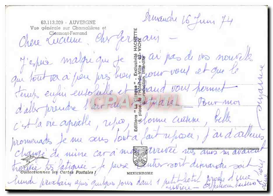 Vue générale sur Clermont-Ferrand — Auvergne — Éditions HACRETTIE — Reverso
