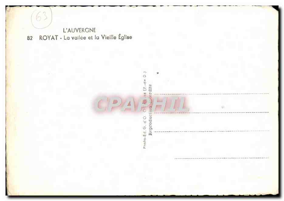 CPM L'Auvergne Royat La Vallee Et La Vieille Eglise — Rückseite
