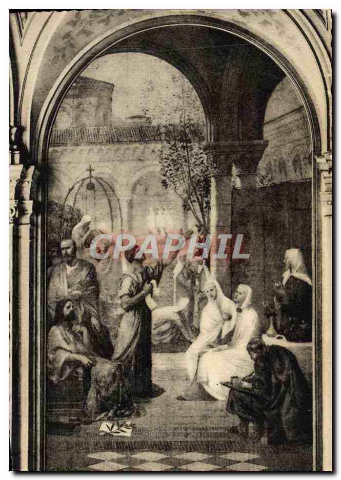 Poitiers (Vienne) — Peinture de Puvis de Chavannes à l'Hôtel de Ville — Saint-Fortunat lisant ses poésies devant Sainte-Radegonde
