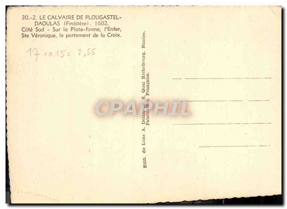 CPM Le Calvaire De Plougastel Daoulas Sur La Plate Forme l'Enfer Ste Veronique le portement de le Croix — Rückseite