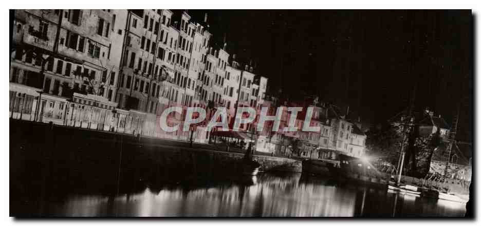 Honfleur (Calvados) — Bassin de l'Ouest et quai Sainte-Catherine vus la nuit — Éditions d'Art, Paris