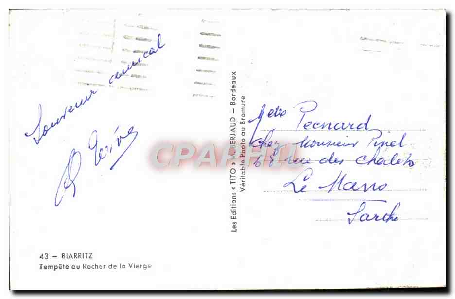 CPM Biarritz Tempete Du Rocher De La Vierge — Verso