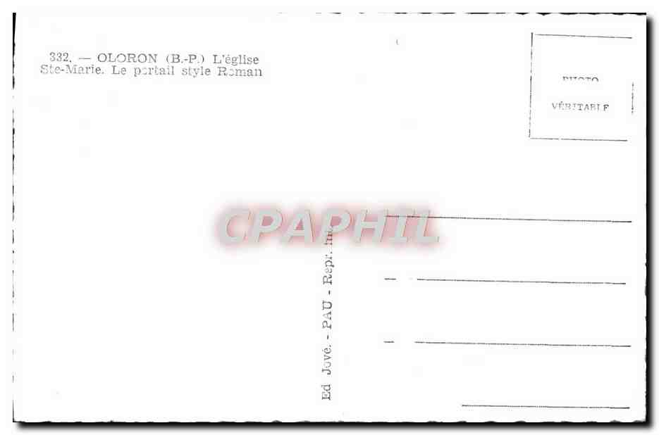 Oloron-Sainte-Marie — Portail roman — Ed. Jove - Pau — Reverso