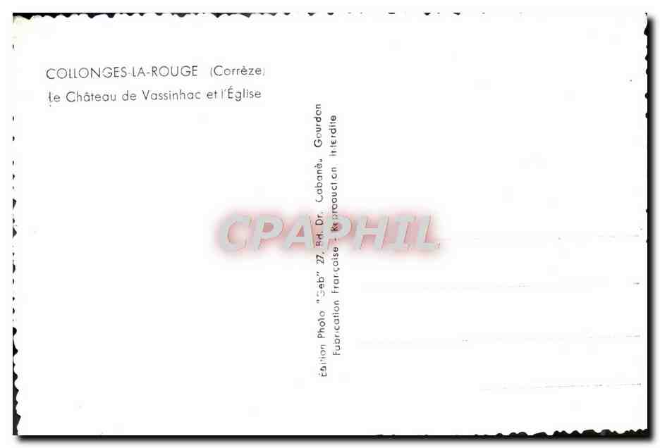 CPM Collonges La Rouge Le Chateau De Vassinhac Et l'Eglise — Rückseite