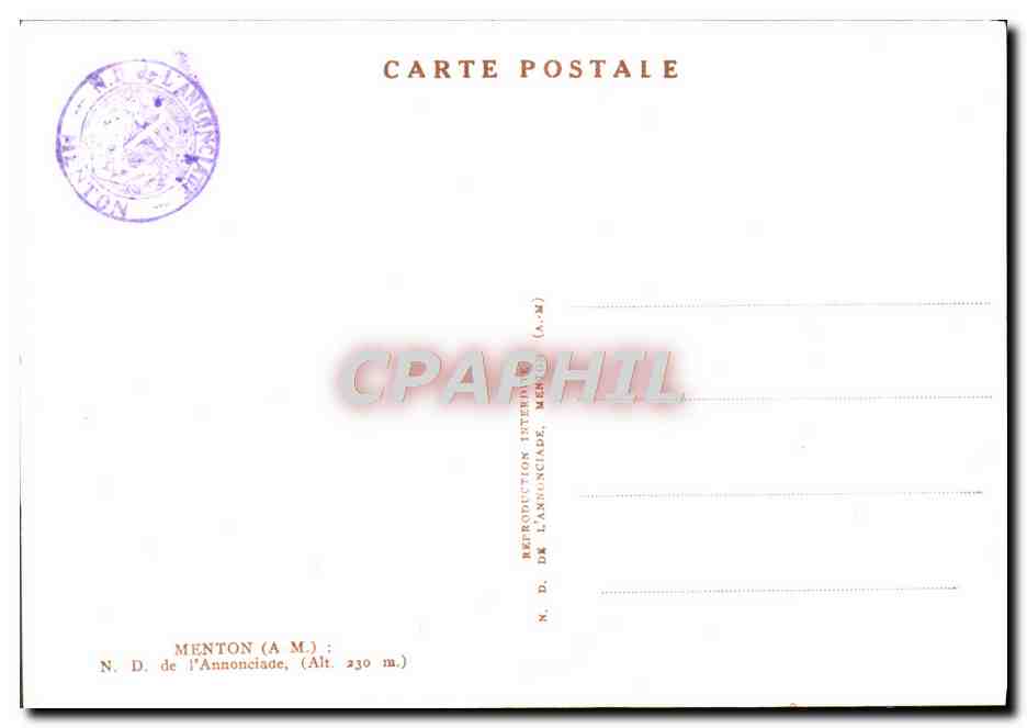 CPM Menton ND de L'Annonciade — Rückseite