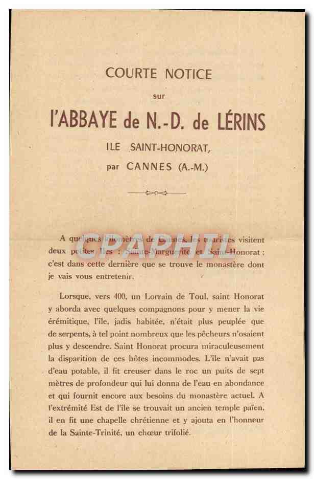 Courte Notice Sur L'Abbaye De Lerins Saint Honorat Par Cannes Publicite Liqueur Lerina