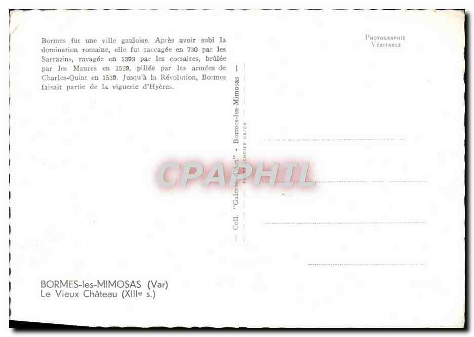 CPM Bormes Les Mimosas Le Vieux Chateau — Rückseite