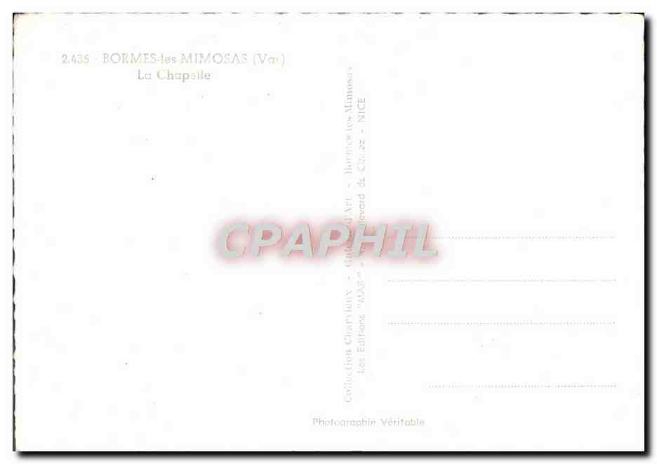 CPM Bormes Les Mimosas La Chapelle — Rückseite