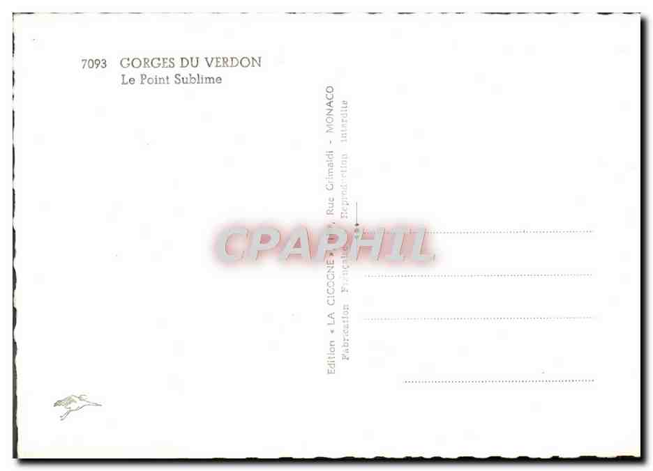 CPM Gorges Du Verdon Le Point Sublime — Verso