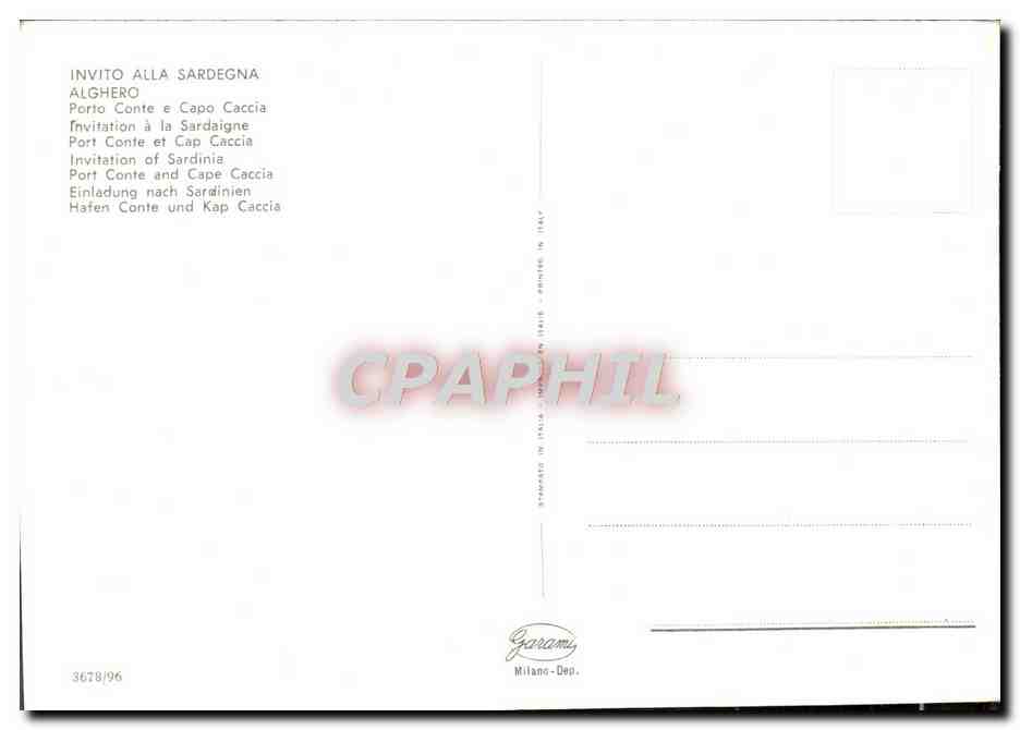 CPM Invito Alla Sardegna Alghero Porto Conte Capo Caccii\a — Rückseite