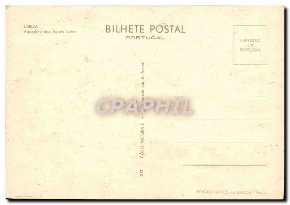 CPM Lisboa Aqueduto Des Aguos Livres — Rückseite