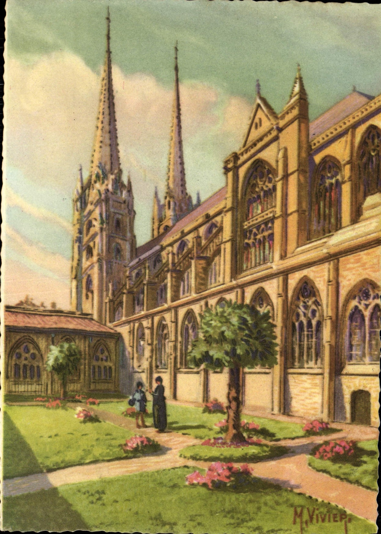 CPM Bayonne La Cathedrale Ste Marie Et Le Cloitre Vivier