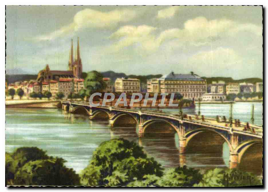 CPA Bayonne Le Pont St Esprit La Cathedrale Et l'Hotel De Ville Vivier