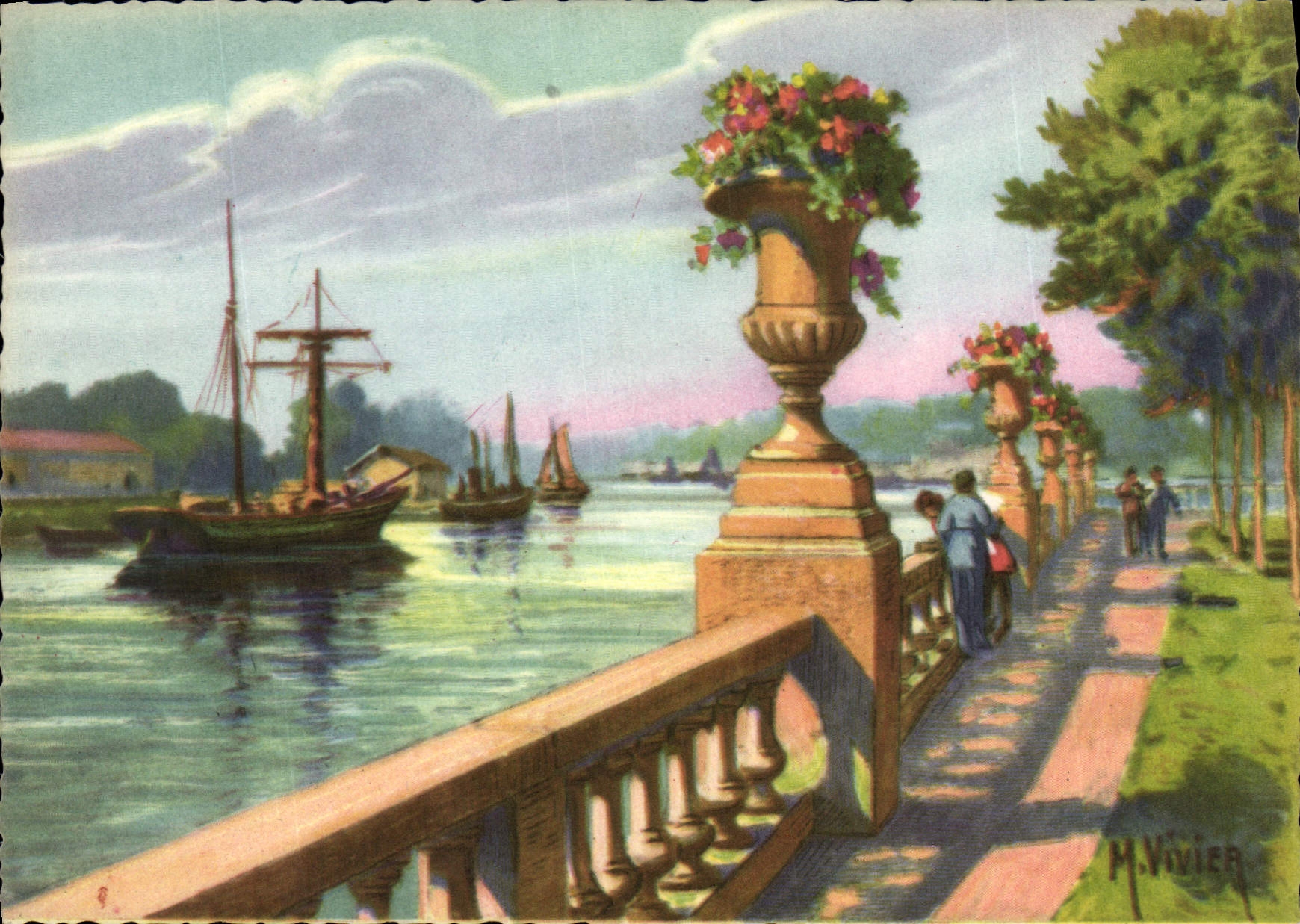 CPA Bayonne Une Vue sur L'Adour Vivier