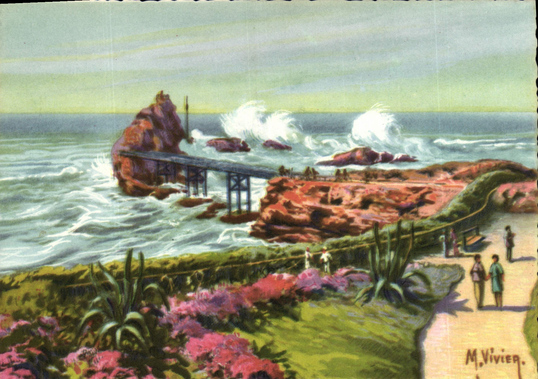CPA Biarritz Le Rocher De La Vierge Vivier