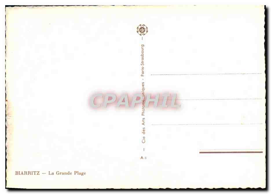 CPA Biarritz La Grande Plage Vivier — Verso