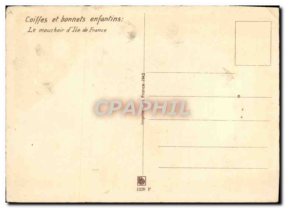 Fille portant un foulard à carreaux — J.M. Bonnefoy — Imprimerie d'Île-de-France — Verso