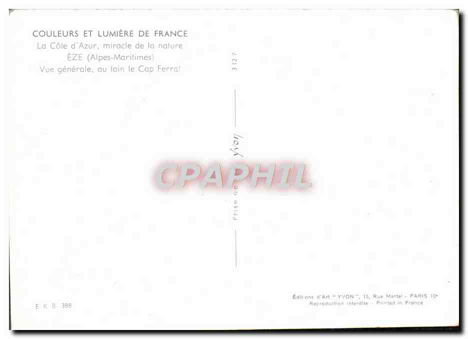 CPM Couleurs Et Lumiere De France La Cote d'Azur Miracle De La Nature Eze Vue generale Au loin le Cap Ferrat — Rückseite