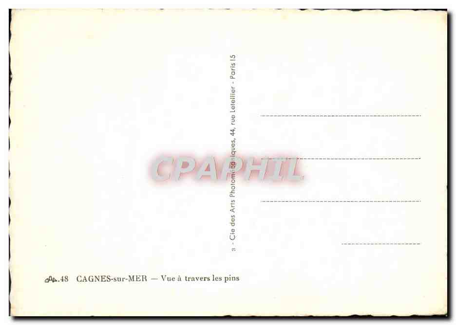 CPA Cagnes Sur Mer Vue A Travers Les Pins — Verso