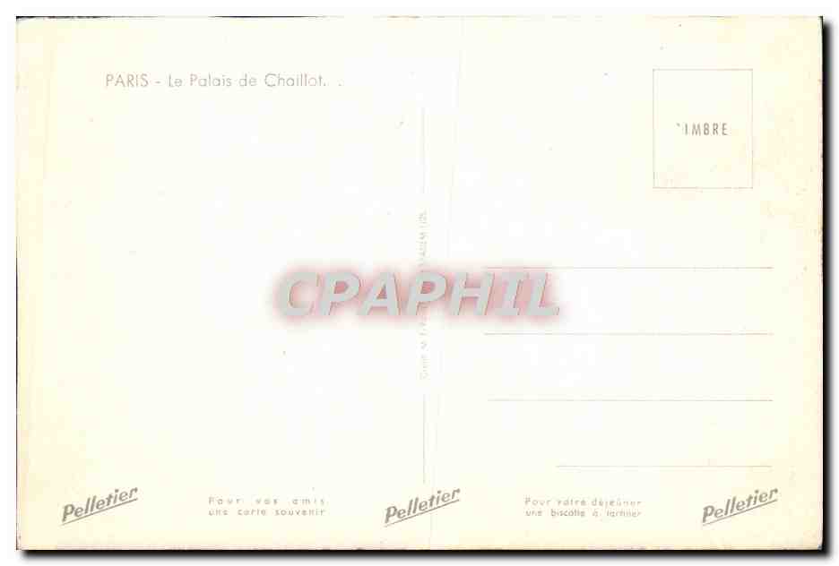 CPM Paris Le Palais De Chaillot — Verso