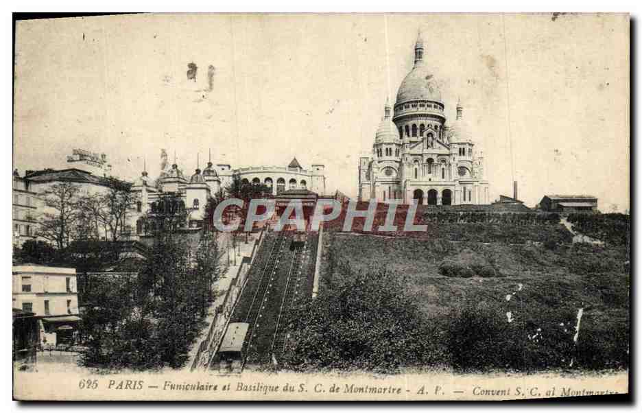 CPA Paris Funiculaire At Basilique de Montmartre
