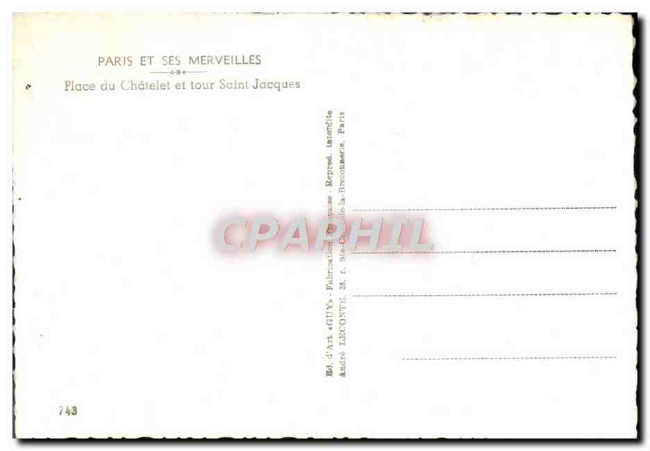 CPM Paris Et Les Merveilles Place Du Chatelet Et Tour Saint Jacques — Rückseite