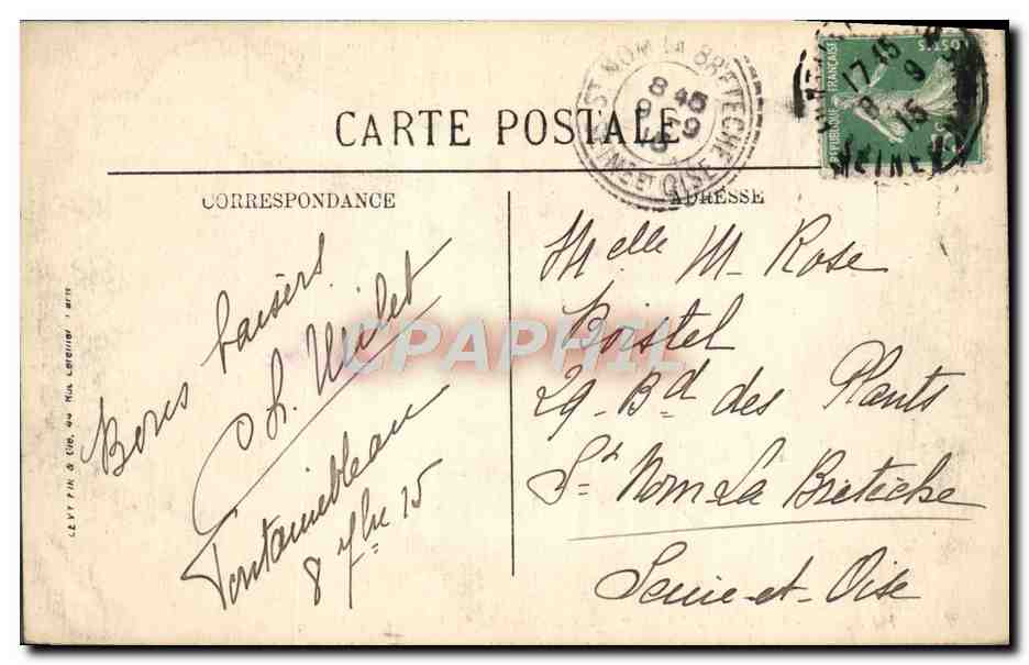Fontainebleau — La Forêt — Belvédère de La Vallière — N. G. — Verso