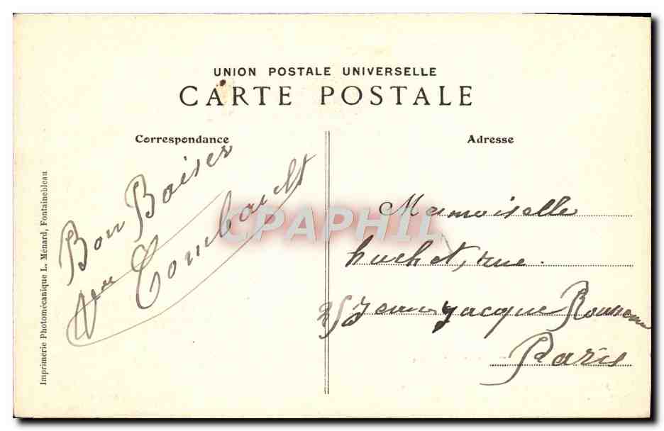 Foresta di Fontainebleau — La Grotta delle Barbizonnières — Stampa Fotomeccanica L. Monard, n°145 — Verso