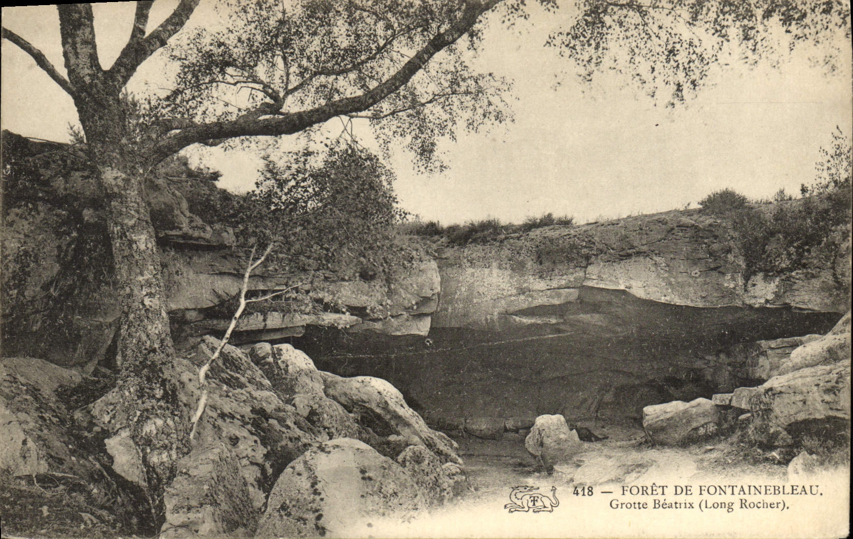 Grotte Béatrix (Long Rocher) — Forêt de Fontainebleau — éditeur anonyme, n° 418