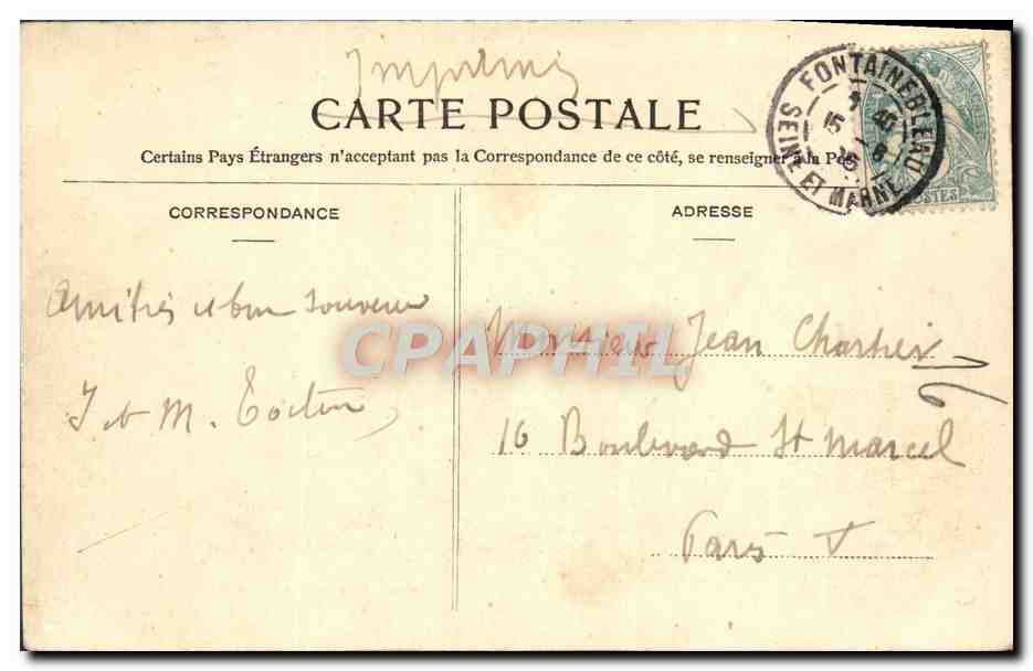 Grotte Béatrix (Long Rocher) — Forêt de Fontainebleau — éditeur anonyme, n° 418 — Reverso