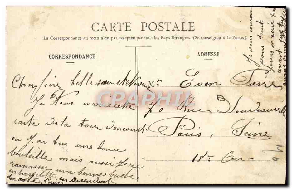 Forêt de Fontainebleau — Vue sur la Tour Denecourt — Éditeur non identifié, n° 88 — Verso
