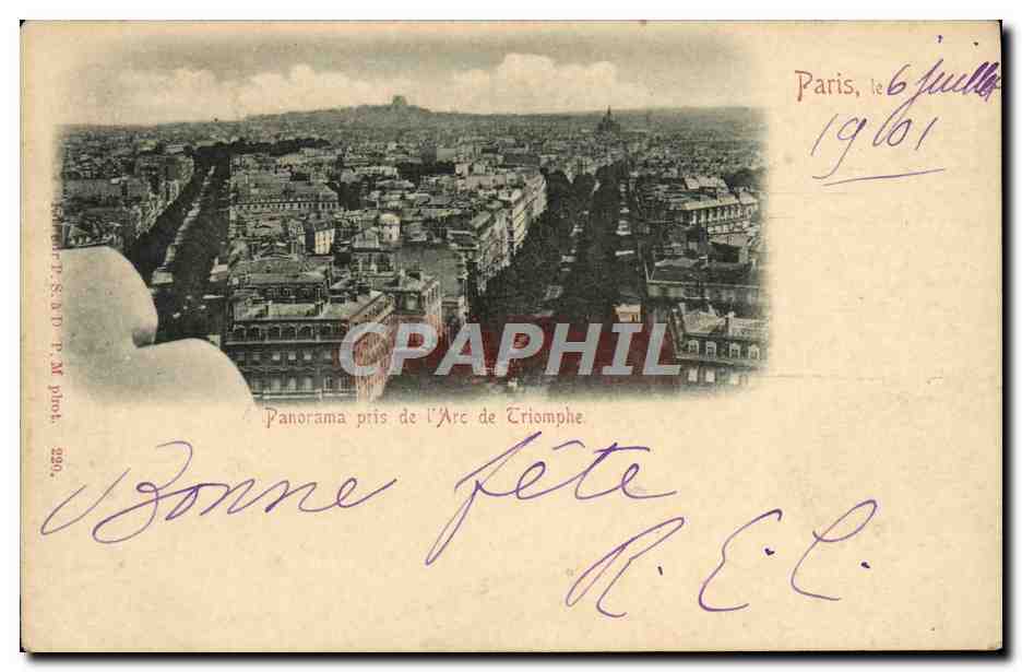 CPA Paris Panorama Pris De L'Arc De Criomphe