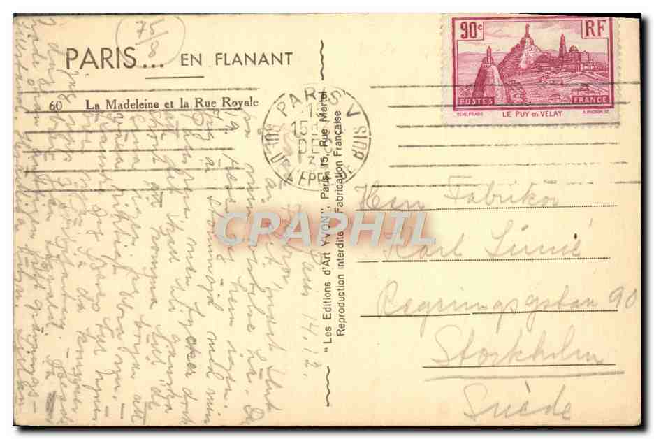 CPA Paris en Flanant La Madeleine Et La Rue Royale — Verso