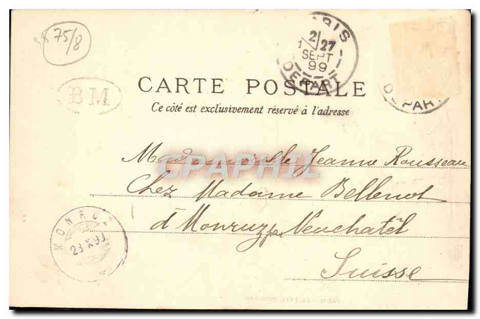 CPA Paris Le Parc Monceau — Rückseite