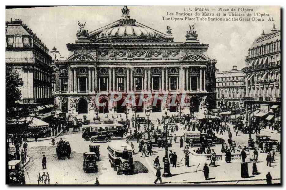CPA Paris Place De l'Opera Les Stations Du Metro Et Le Theatre De l'Opera