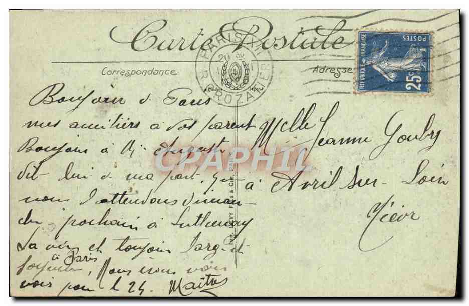 CPA Paris La Bourse  — Rückseite
