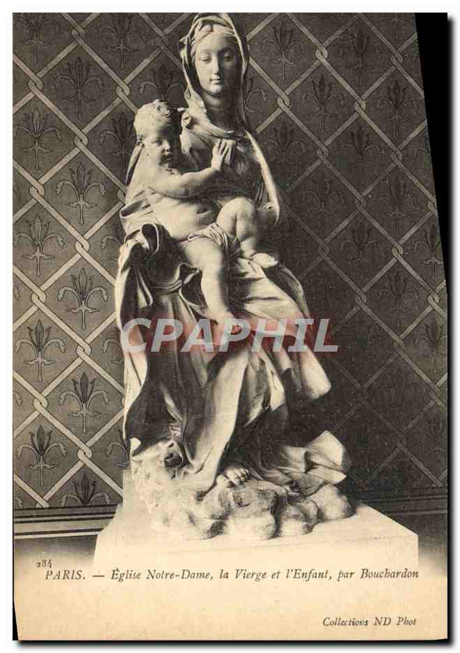 CPA Paris Eglise Notre Dame La Vierge Et l'Enfant Par Bouchardon