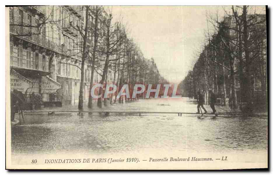 Inondations de Paris (Janvier 1910) — Passerelle Boulevard Haussmann — LI