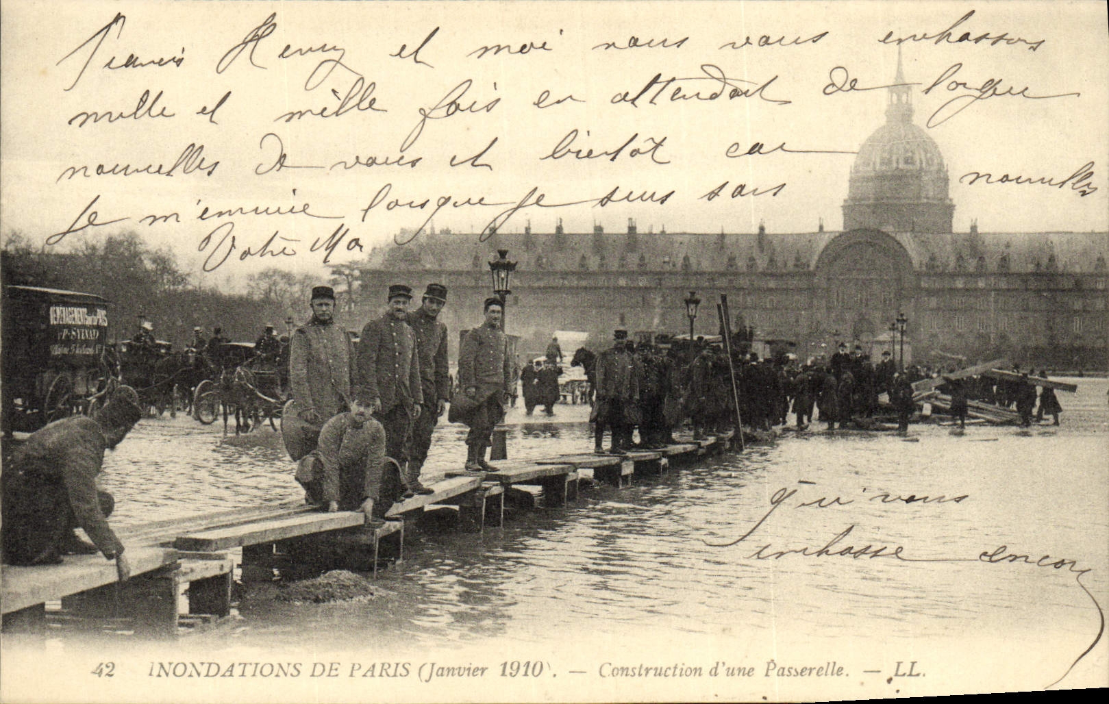 Überschwemmungen in Paris — Bau einer Brücke — LL, n°42