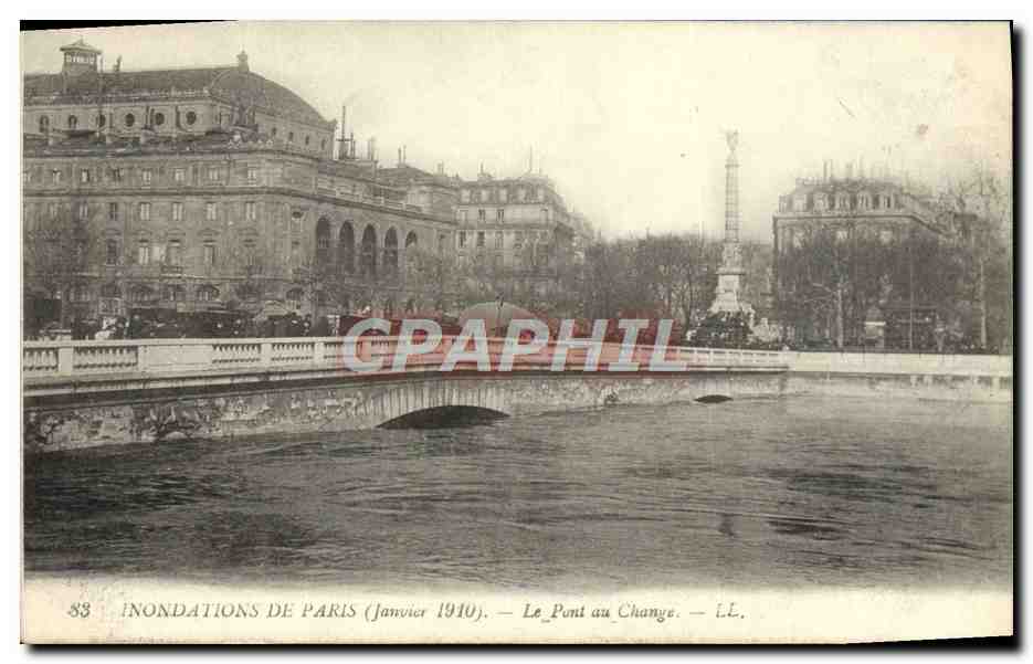 CPA Inondations De Paris Le Pont Du Change