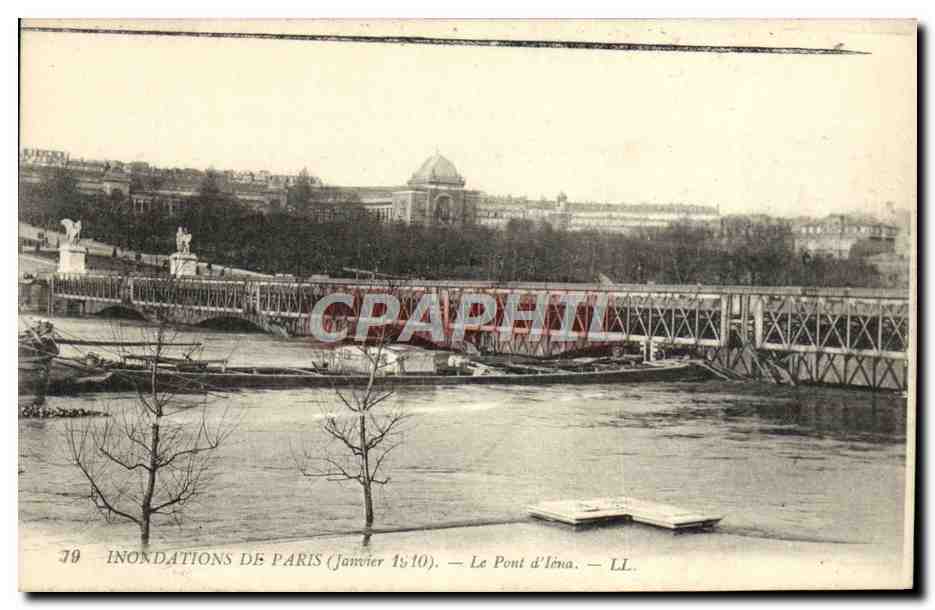 CPA Inondations De Paris Le Pont D'Iena