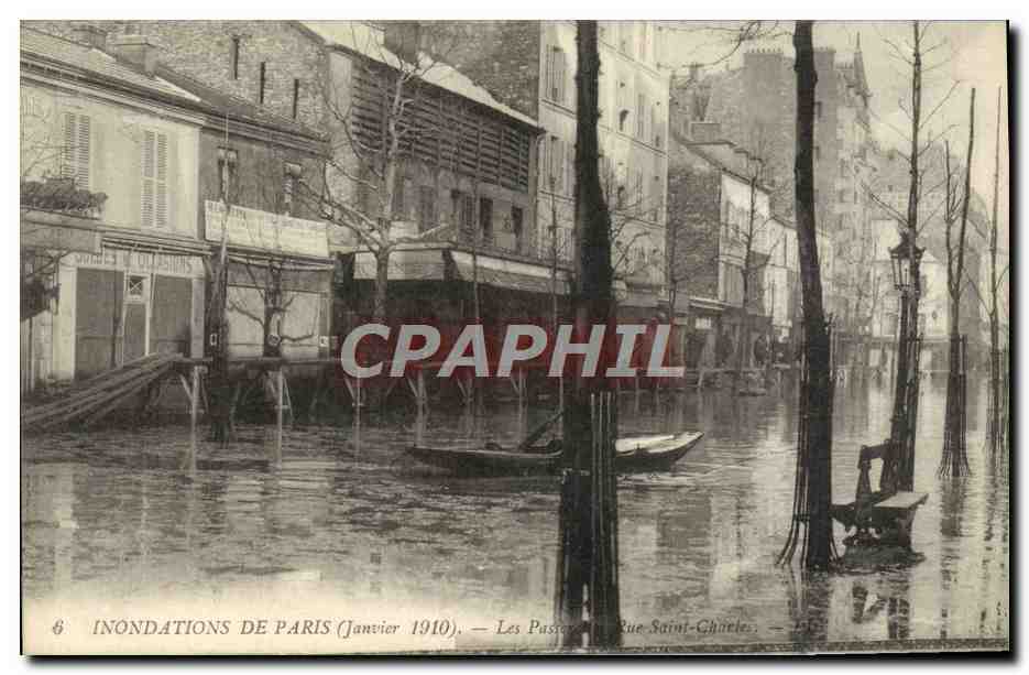 CPA Inondations De Paris Les Passage Rue Saint Charles