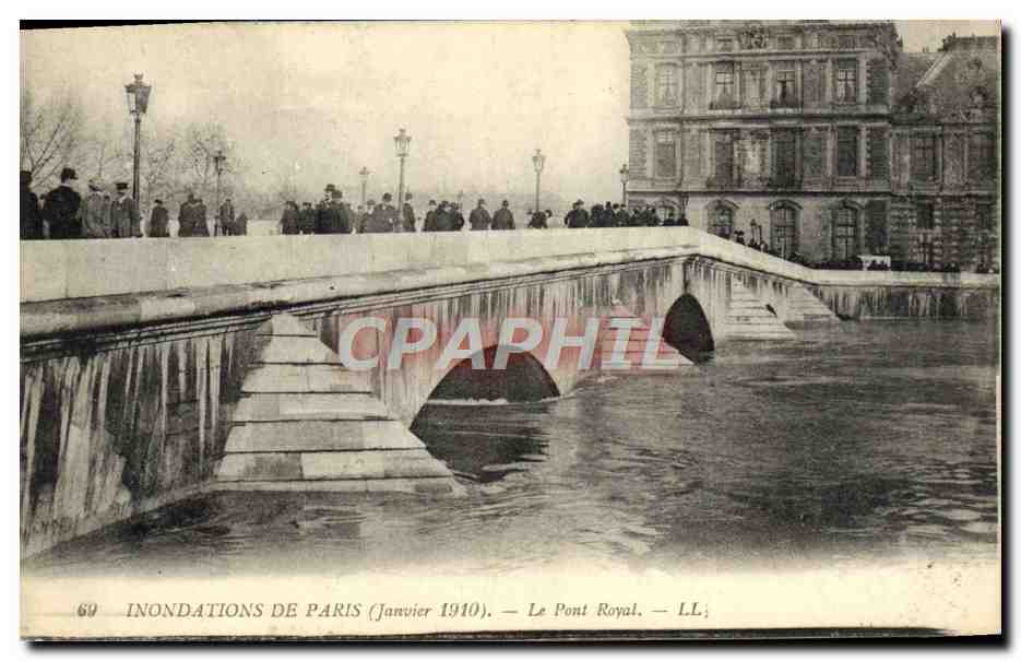 CPA Inondations De Paris Le Pont Royal