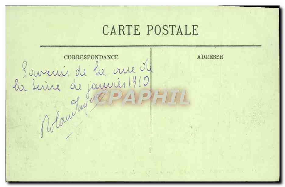 CPA Inondations De Paris La Chambre Des Deputes — Rückseite