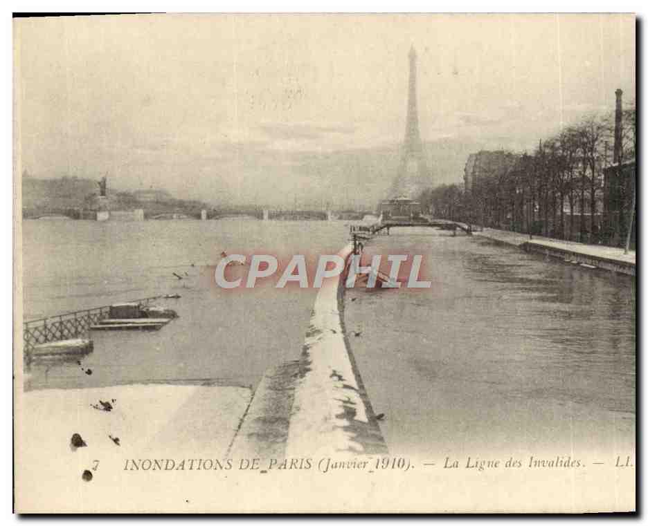 CPA Inondations De Paris La Ligne Des Invalides Tour Eiffel