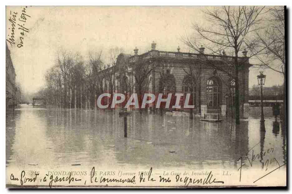 CPA Inondations De Paris La Gare Des Invalides