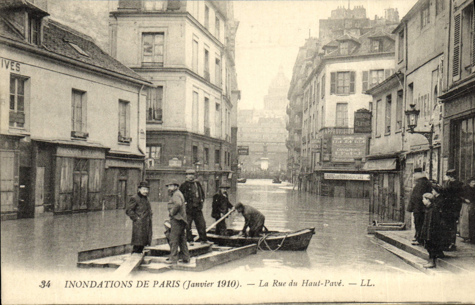 Überschwemmungen in Paris (Januar 1910) — La Rue du Haut-Pavé — LL.
