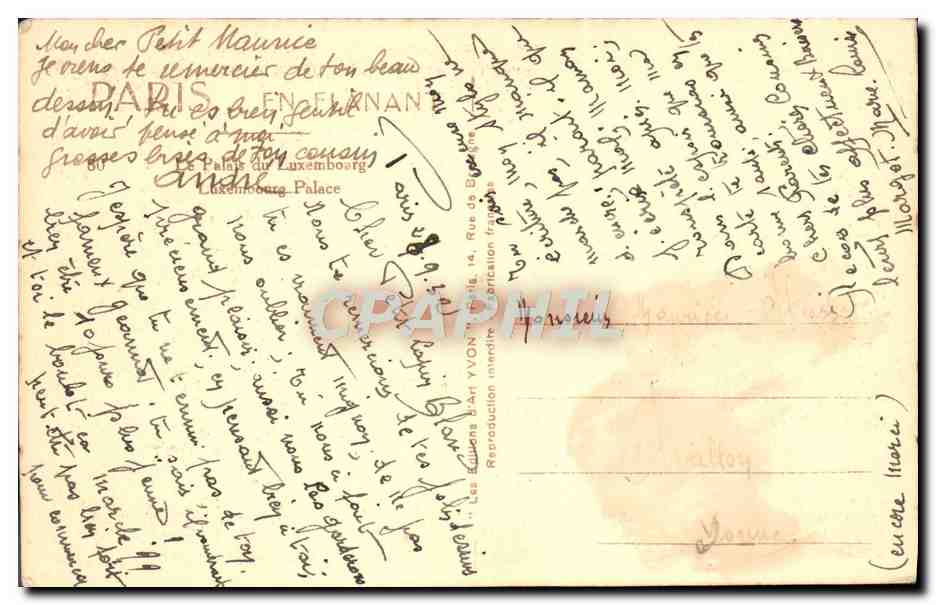 CPA Paris En Flanant Le Palais Du Luxembourg — Verso