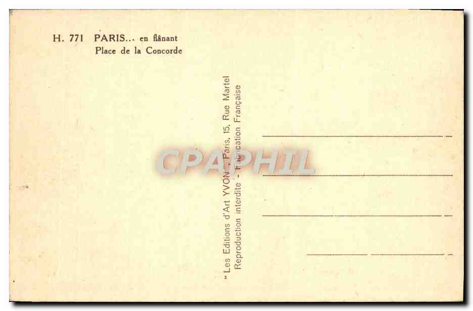 CPA Paris En Flanant Place De La Concorde Tour Eiffel — Rückseite